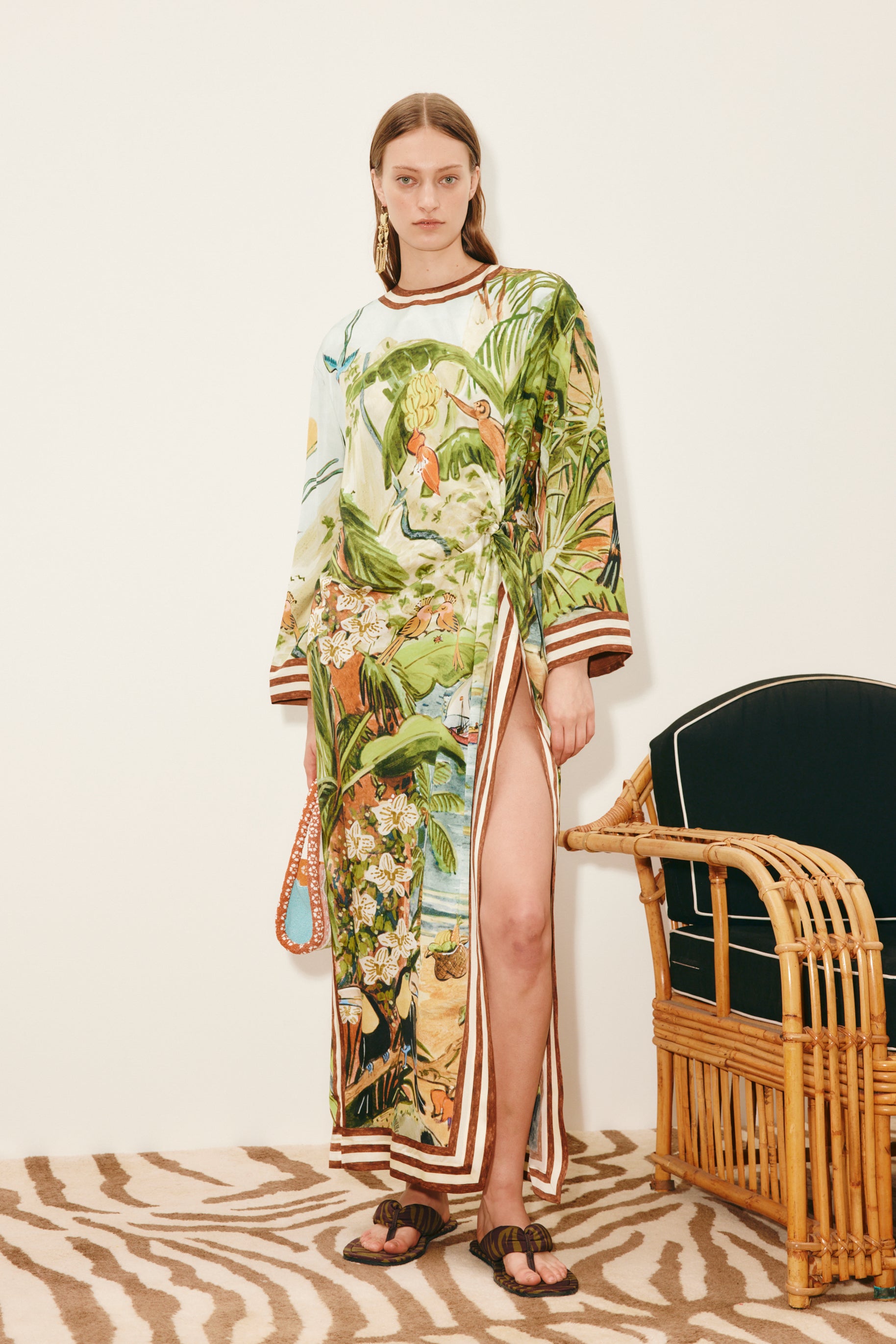 Alemais - Alemais Toucan Tango Silk Midi Dress in Multi 4 / 0 US - Hampden Clothing Alemais - Alemais Toucan Tango Silk Midi Dress in Multi 4 / 0 US - Hampden Clothing