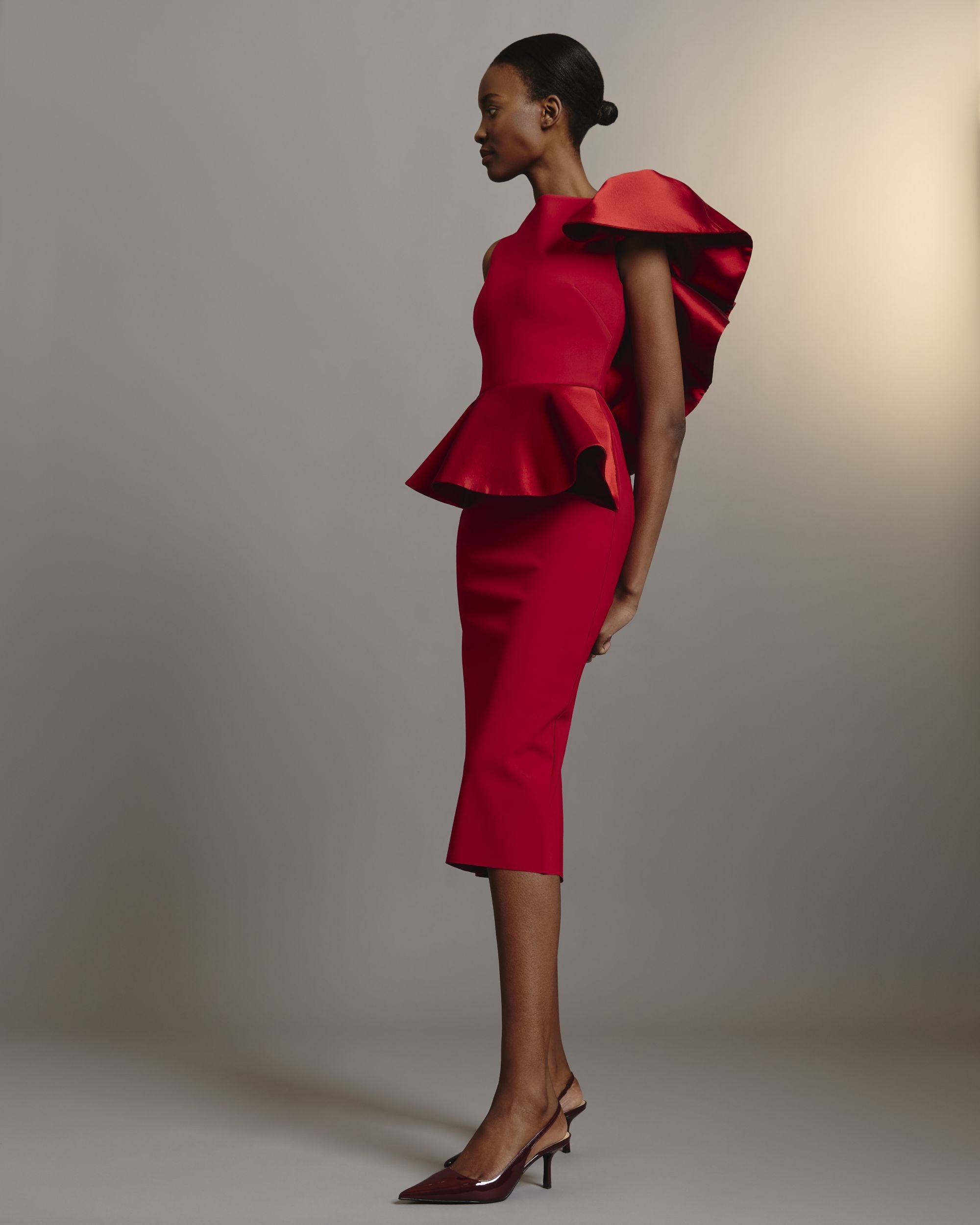 red dress gray shoes The Red Gal Meets Glam Dress of your Holiday Dreams