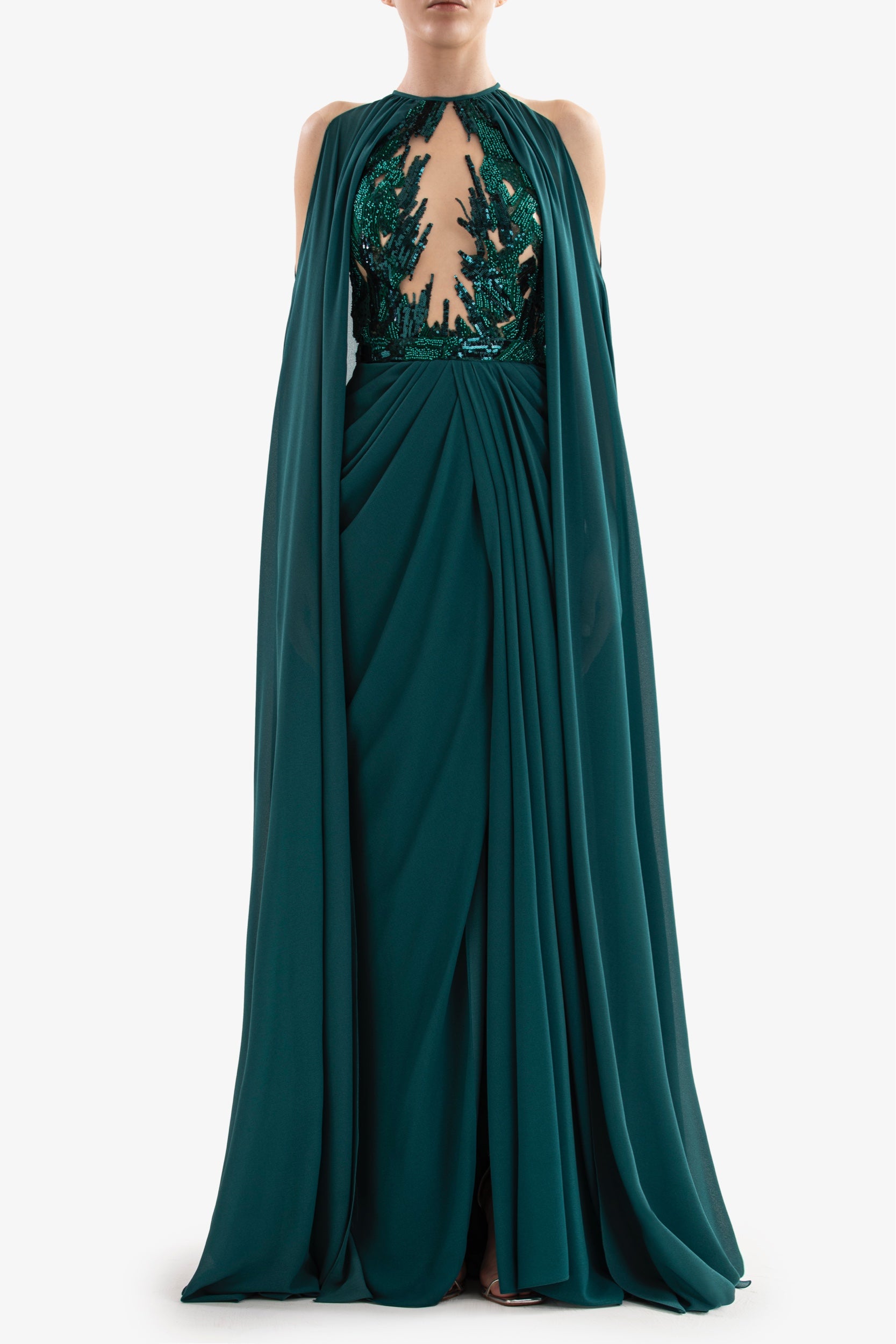 saiid kobeisy evening dresses Satin ankle length emrboidered dress  Saiid Kobeisy